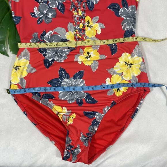 NWT $89 Ambrielle Hawaiian Floral One Piece Swimsuit in‎ Red [SZ Medium ] #3902 - Picture 5 of 12